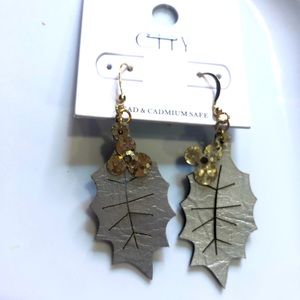 Silver, red holly earrings NWT
